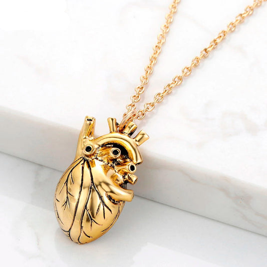 Anatomical Heart Gold Necklace