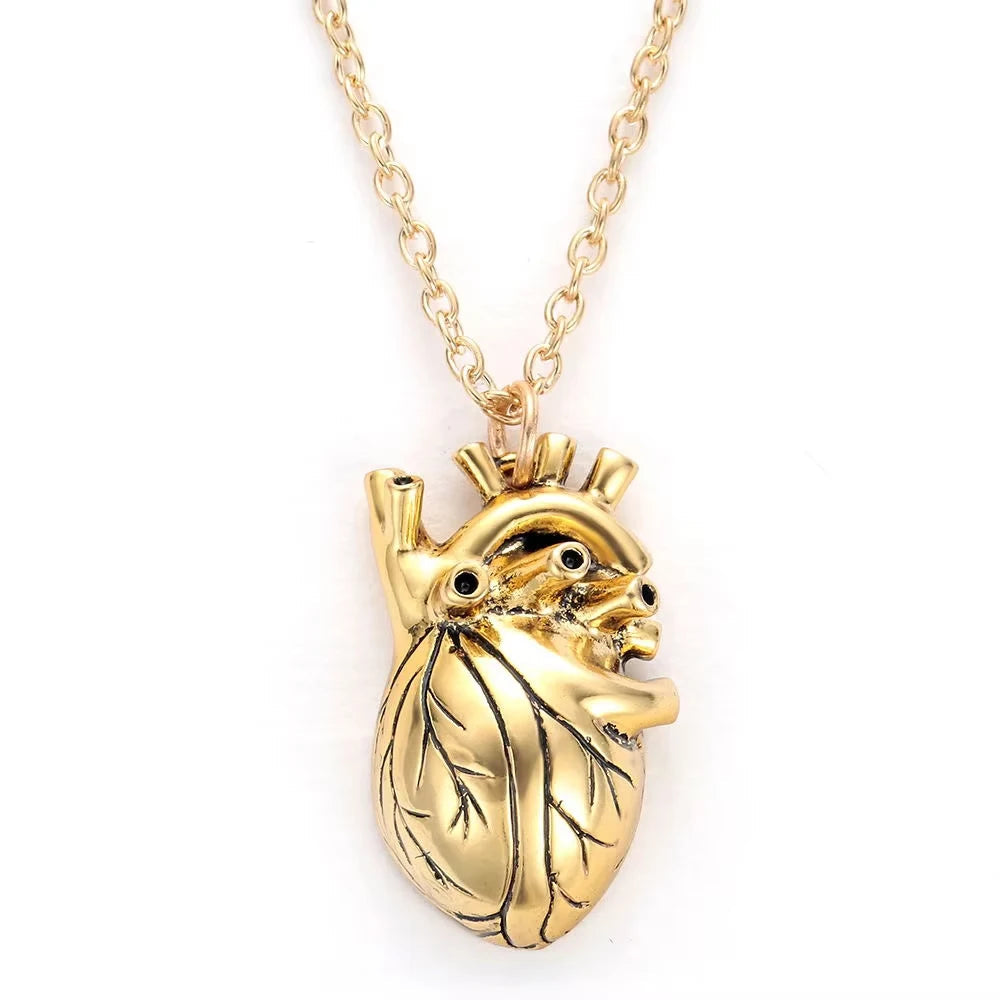 Anatomical Heart Gold Necklace