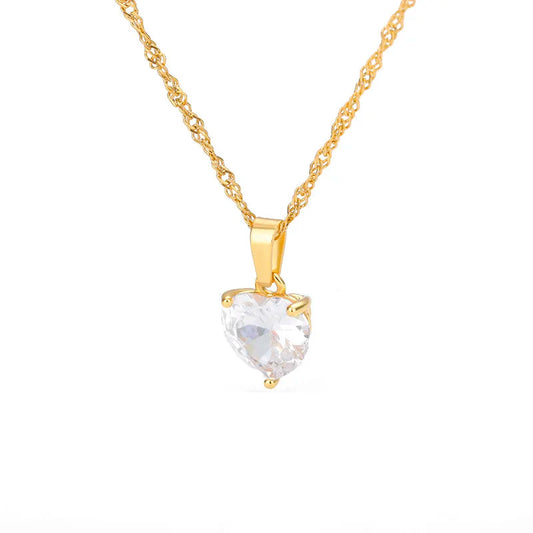 Gold Diamond Heart Necklace