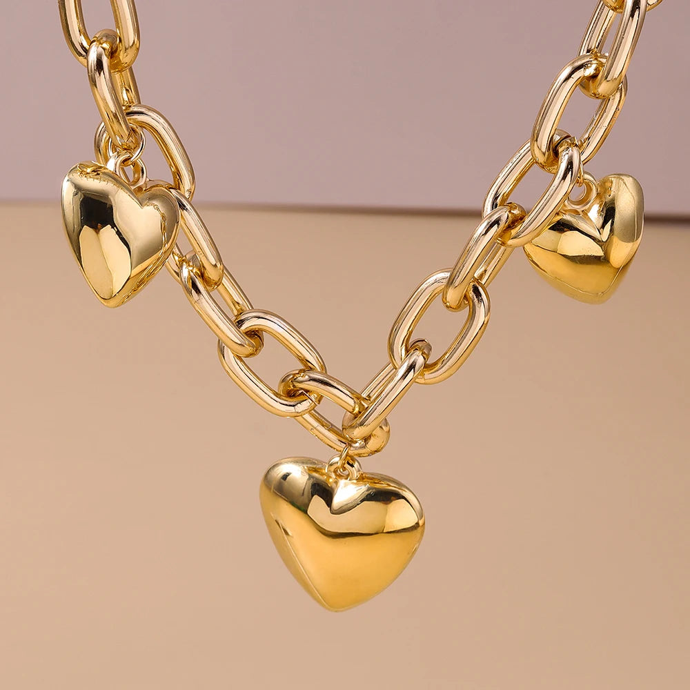 Kette Mit 3 Herzen Gold