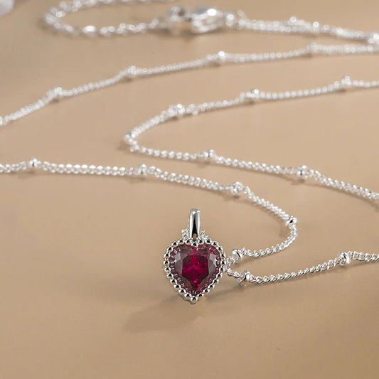 rote herz kette silber