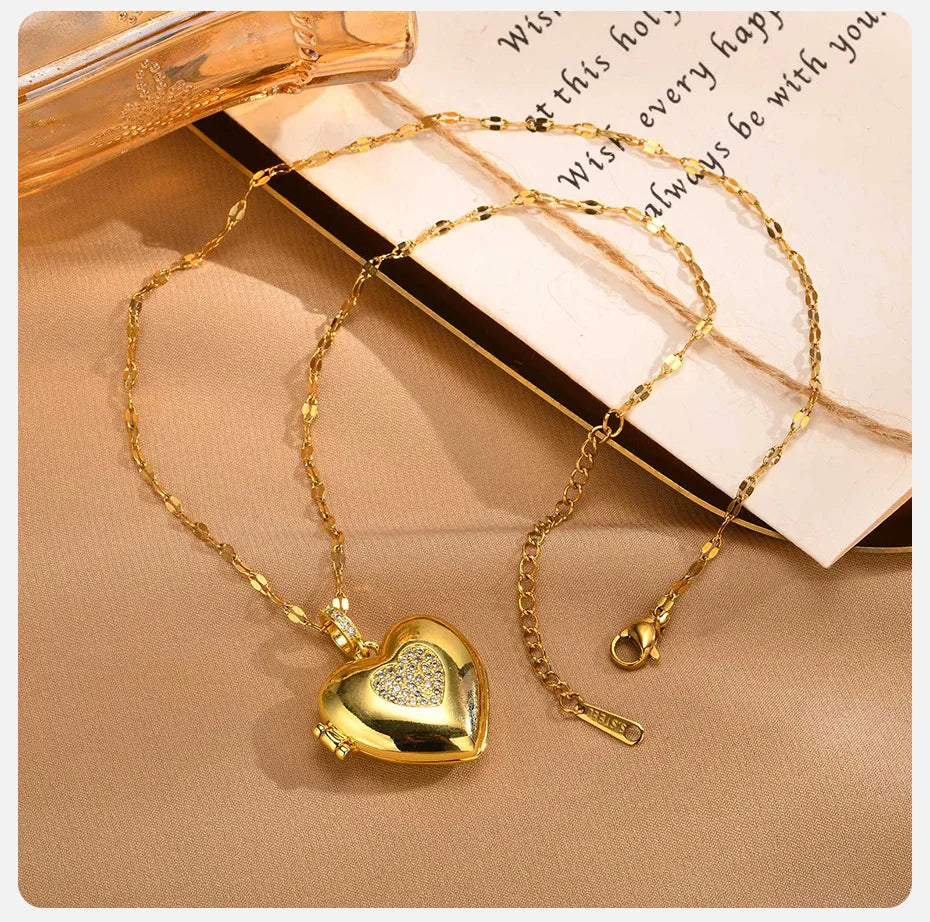 Herzkette Mit Bild Zum Aufklappen Gold