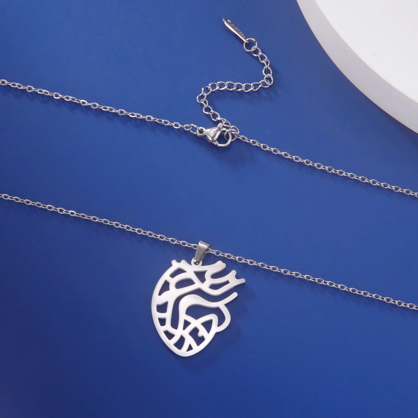 anatomisches herz kette silber