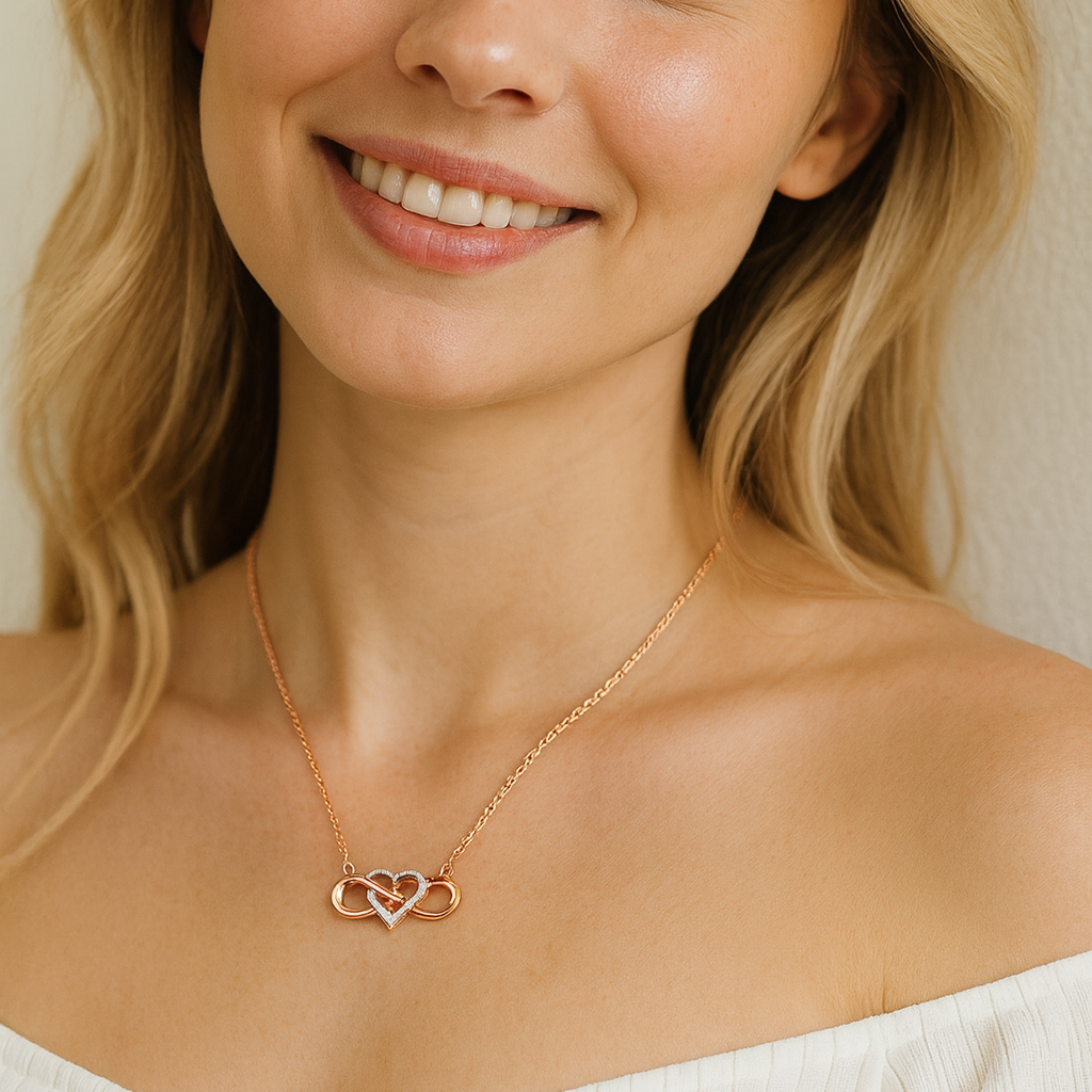 Infinity Heart Necklace Rose Gold