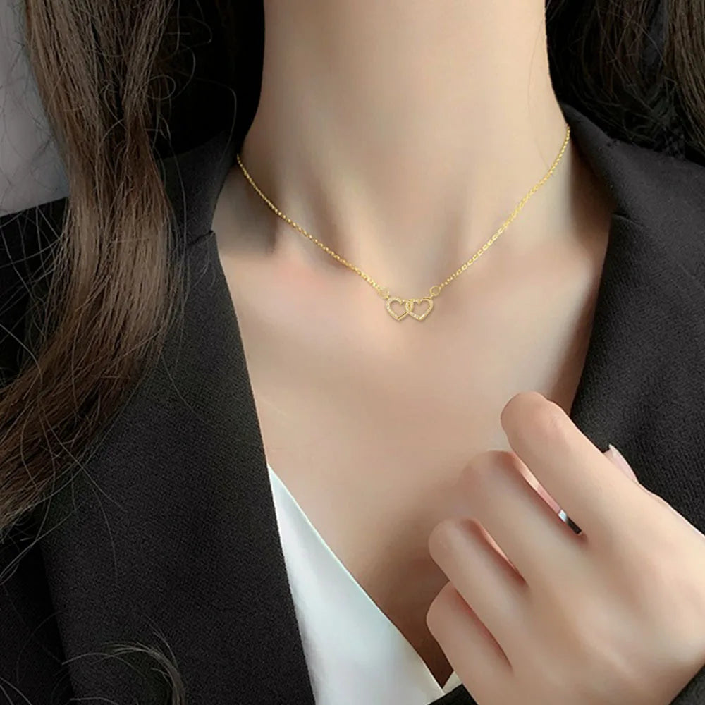 Kette 2 Herzen Gold