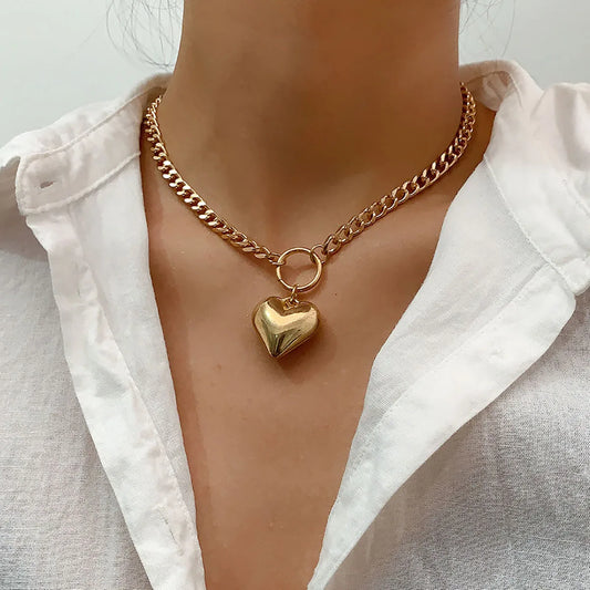 Big Gold Heart Necklace