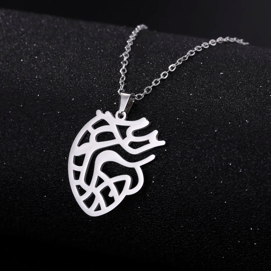 anatomisches herz kette silber