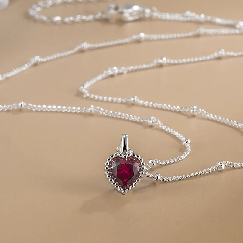 rote herz kette silber
