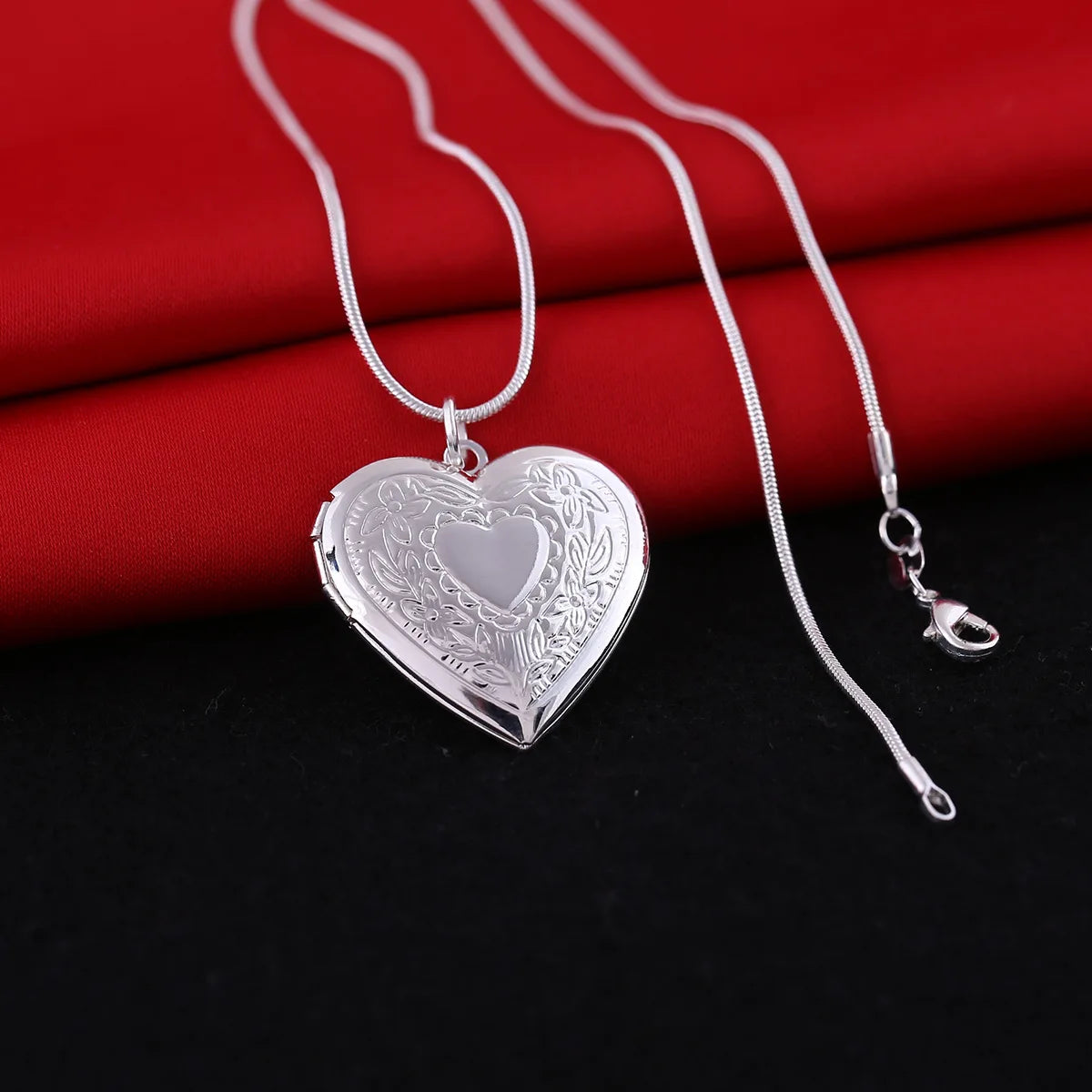 open heart pendant silver