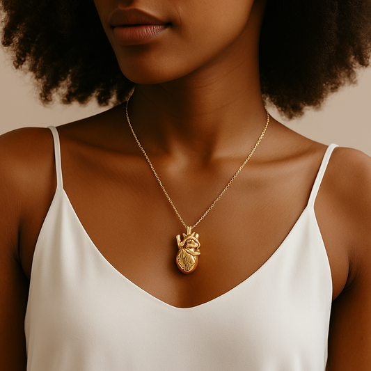 Anatomical Heart Gold Necklace
