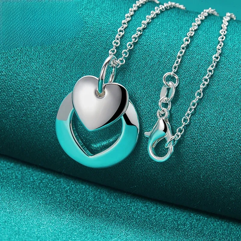 großer herz anhänger kette silber